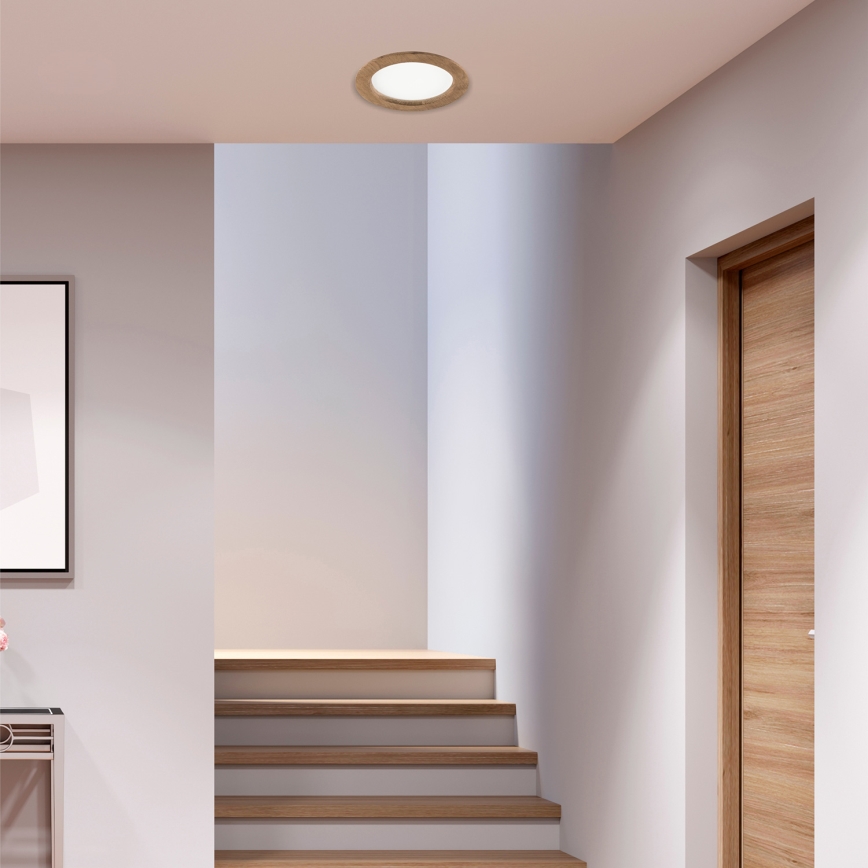 LED infälld belysning WOODY SPOT LED/16,5W/230V 4000K valnöt ø 18,5 cm