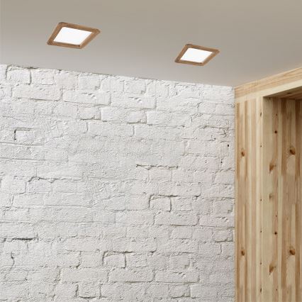 LED infälld belysning WOODY SPOT LED/17W/230V 3000K valnöt 18,5x18,5 cm