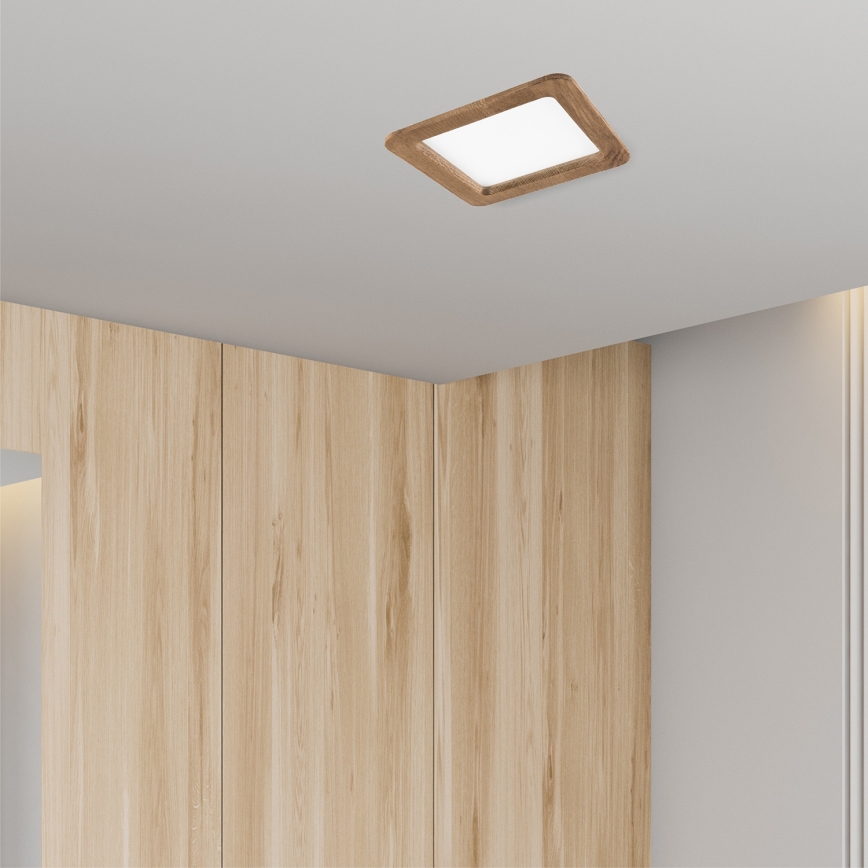 LED infälld belysning WOODY SPOT LED/17W/230V 3000K valnöt 18,5x18,5 cm