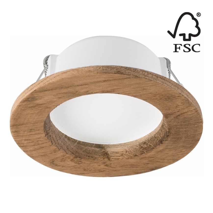LED infälld belysning WOODY SPOT LED/5,5W/230V 4000K valnöt ø 10 cm