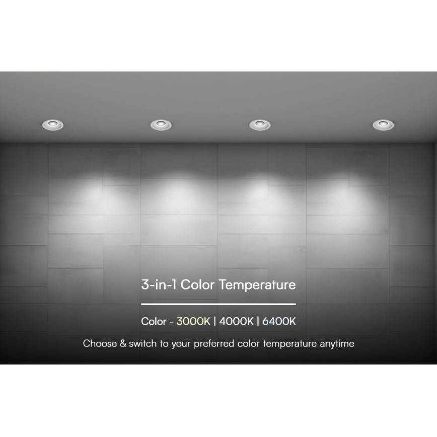 LED infälld taklampa LED/18W/230V 3000/4000/6400K Ø 10,6 cm vit