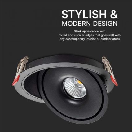 LED Infälld spotlight LED/12W/230V 3000/4000/6400K diameter 12 cm svart