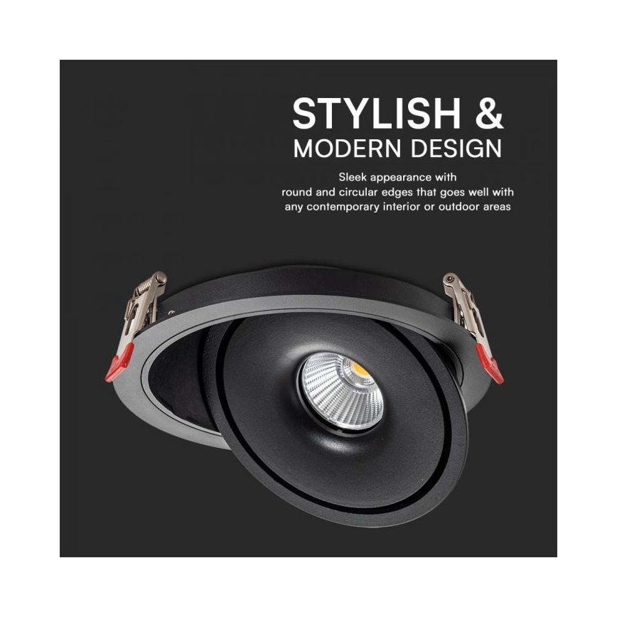 LED Infälld spotlight LED/12W/230V 3000/4000/6400K diameter 12 cm svart