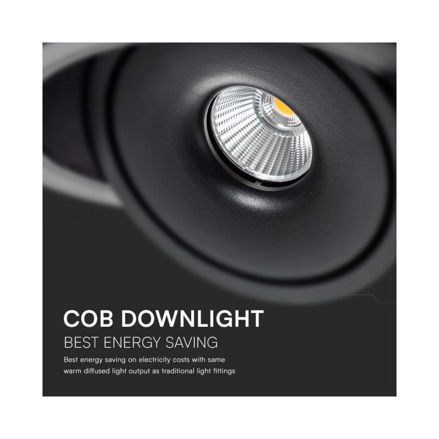 LED Infälld spotlight LED/12W/230V 3000/4000/6400K diameter 12 cm svart
