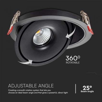 LED Infälld spotlight LED/12W/230V 3000/4000/6400K diameter 12 cm svart