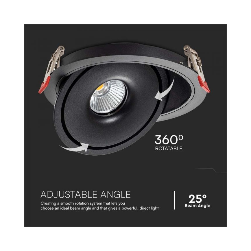 LED Infälld spotlight LED/12W/230V 3000/4000/6400K diameter 12 cm svart
