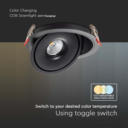 LED Infälld spotlight LED/12W/230V 3000/4000/6400K diameter 12 cm svart