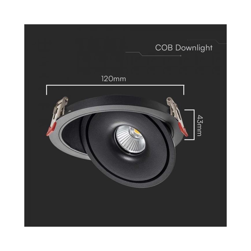 LED Infälld spotlight LED/12W/230V 3000/4000/6400K diameter 12 cm svart