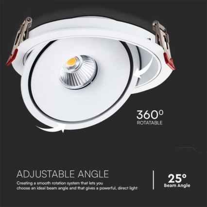 LED Infälld spotlight LED/12W/230V 3000/4000/6400K diameter 12 cm vit