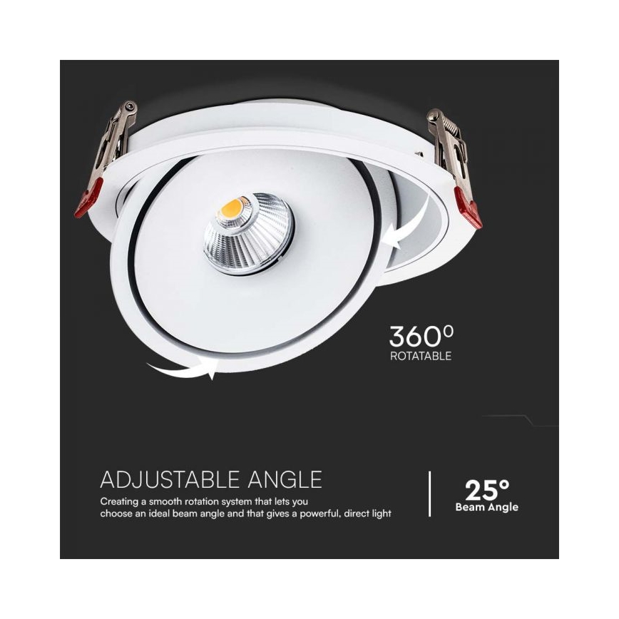LED Infälld spotlight LED/20W/230V 3000/4000/6400K diameter 16,5 cm vit