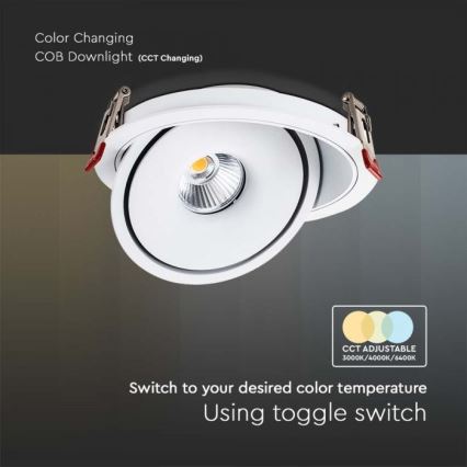 LED Infälld spotlight LED/20W/230V 3000/4000/6400K diameter 16,5 cm vit