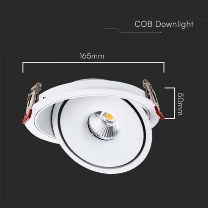 LED Infälld spotlight LED/20W/230V 3000/4000/6400K diameter 16,5 cm vit
