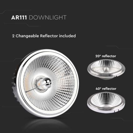 LED Infälld spotlight LED/20W/230V 4000K 40°/20° diameter 11 cm skinande krom