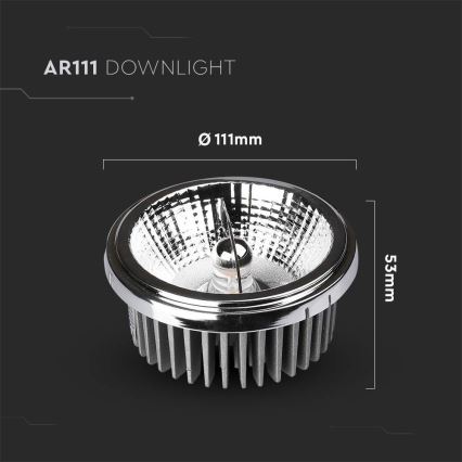 LED Infälld spotlight LED/20W/230V 4000K 40°/20° diameter 11 cm skinande krom