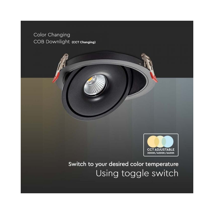 LED Infälld spotlight LED/28W/230V 3000/4000/6400K diameter 20 cm svart