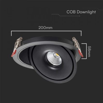 LED Infälld spotlight LED/28W/230V 3000/4000/6400K diameter 20 cm svart