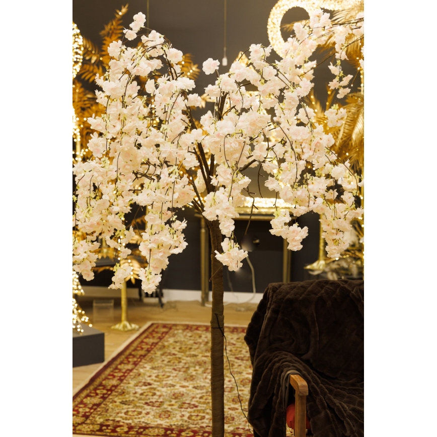 LED Jul dekorativ artificial trä CHERRY TREE 84xLED/230V 1,7 m körsbär