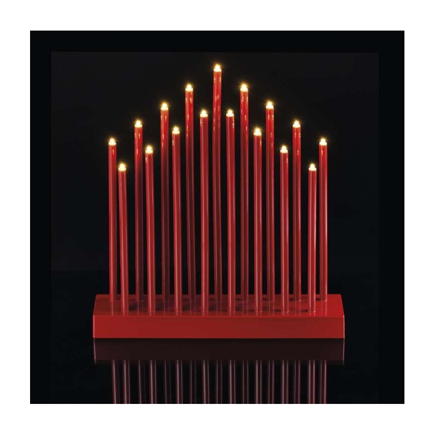 LED jul ljusstake  17xLED/3xAA röd 