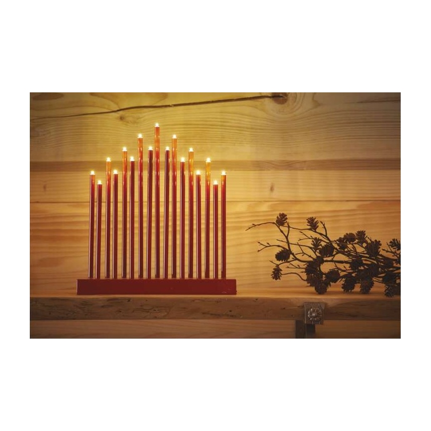 LED jul ljusstake  17xLED/3xAA röd 