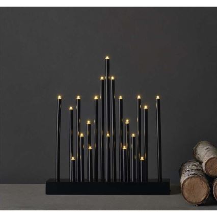 LED jul ljusstake  20xLED/3xAA svart 