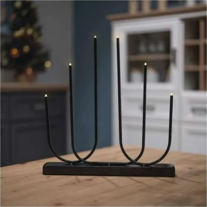 LED jul-ljusstake 6xLED/2xAA svart