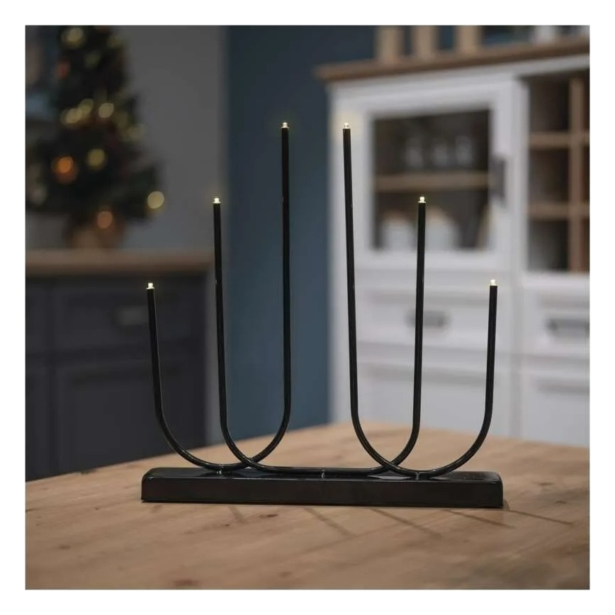 LED jul-ljusstake 6xLED/2xAA svart