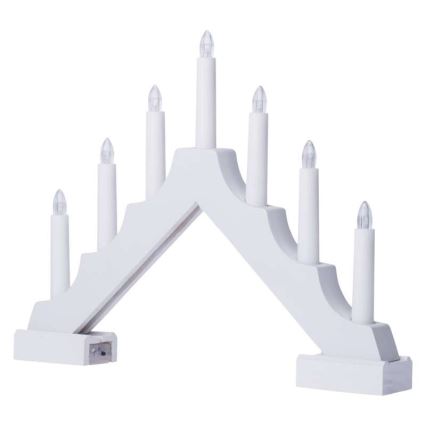 LED jul ljusstake  7xLED/2xAA vit 