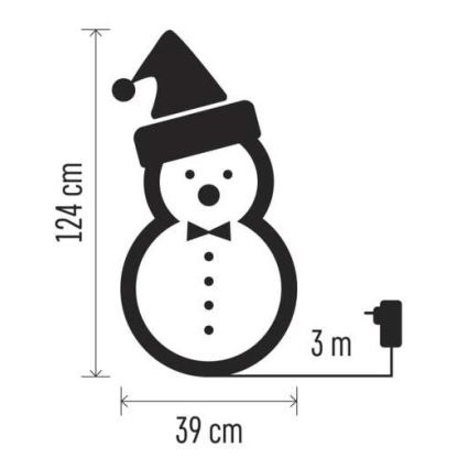 LED juldekoration 120xLED/2,8W/230V 124 cm snögubbe