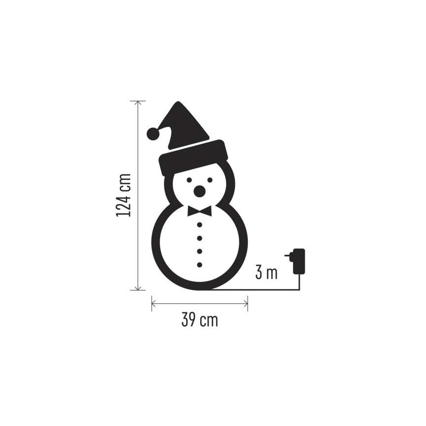 LED juldekoration 120xLED/2,8W/230V 124 cm snögubbe