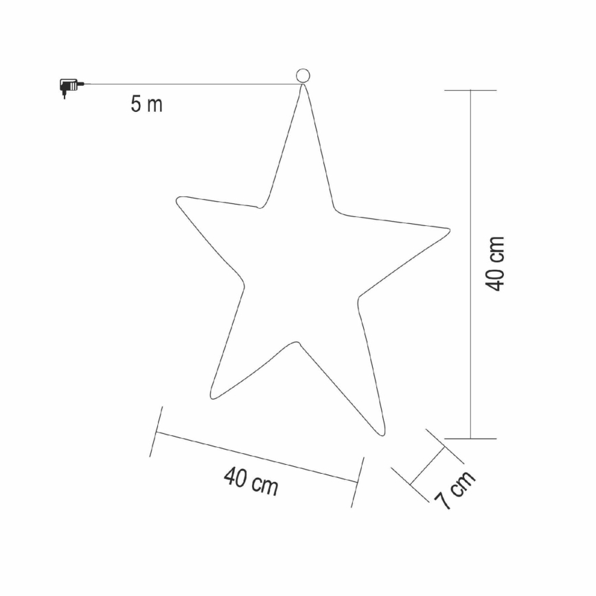 LED-juldekoration 320xLED/230V 45 cm stjärna varmvitt ljus