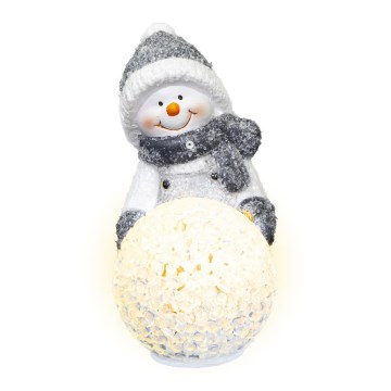 LED juldekoration LED/2xLR44/varm vit snögubbe med snöboll