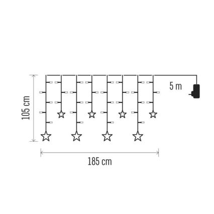 LED-julgardin 115xLED/1,35W 6,85x1,05 m varmvit