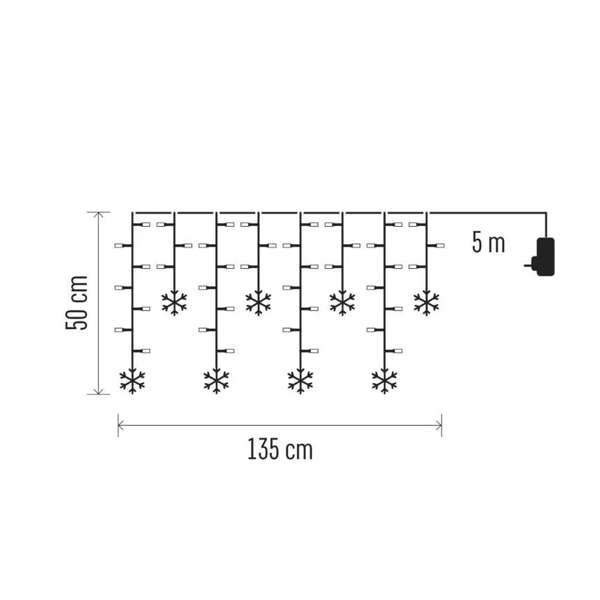 LED-julgardin 60xLED/1,35W 635x50 cm, kallvitt ljus