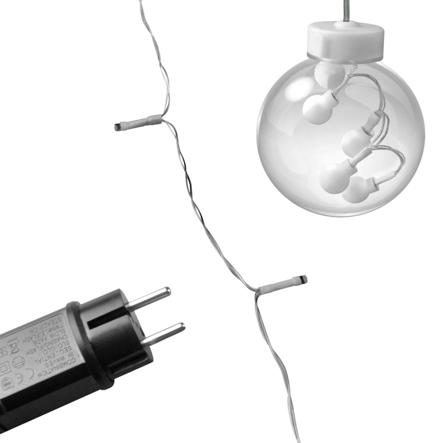 LED Julgardin WISH BALLS 108xLED/8 funktioner 4,5 m varm vit
