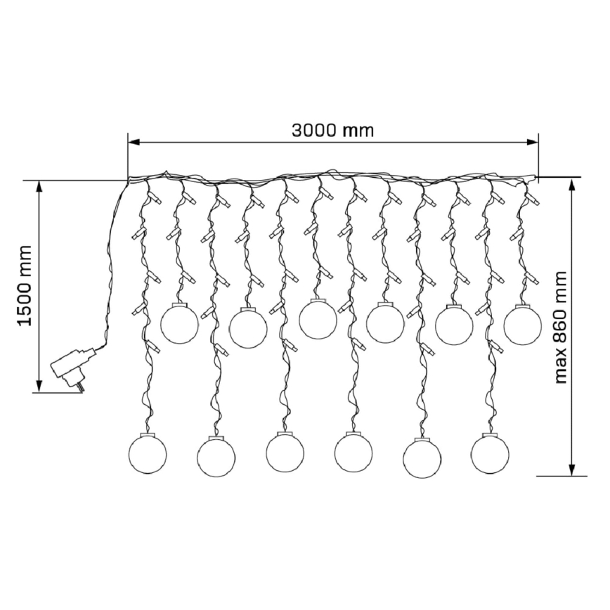LED Julgardin WISH BALLS 108xLED/8 funktioner 4,5 m varm vit