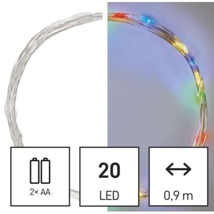 LED julkedja 20xLED/2,4m Flerfärgad