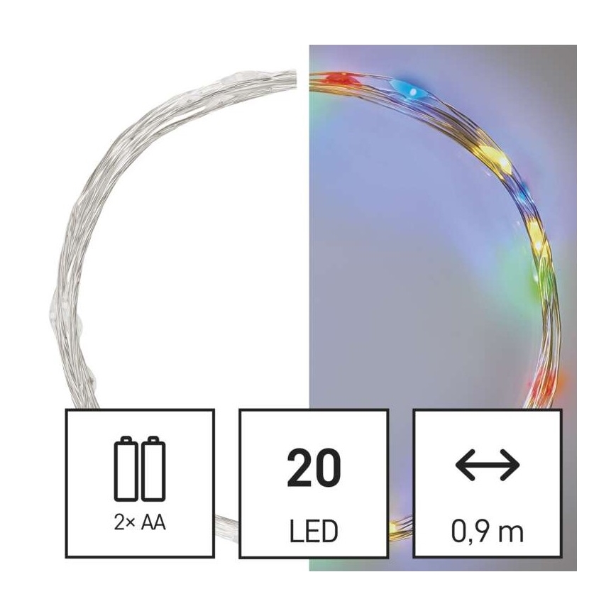 LED julkedja 20xLED/2,4m Flerfärgad