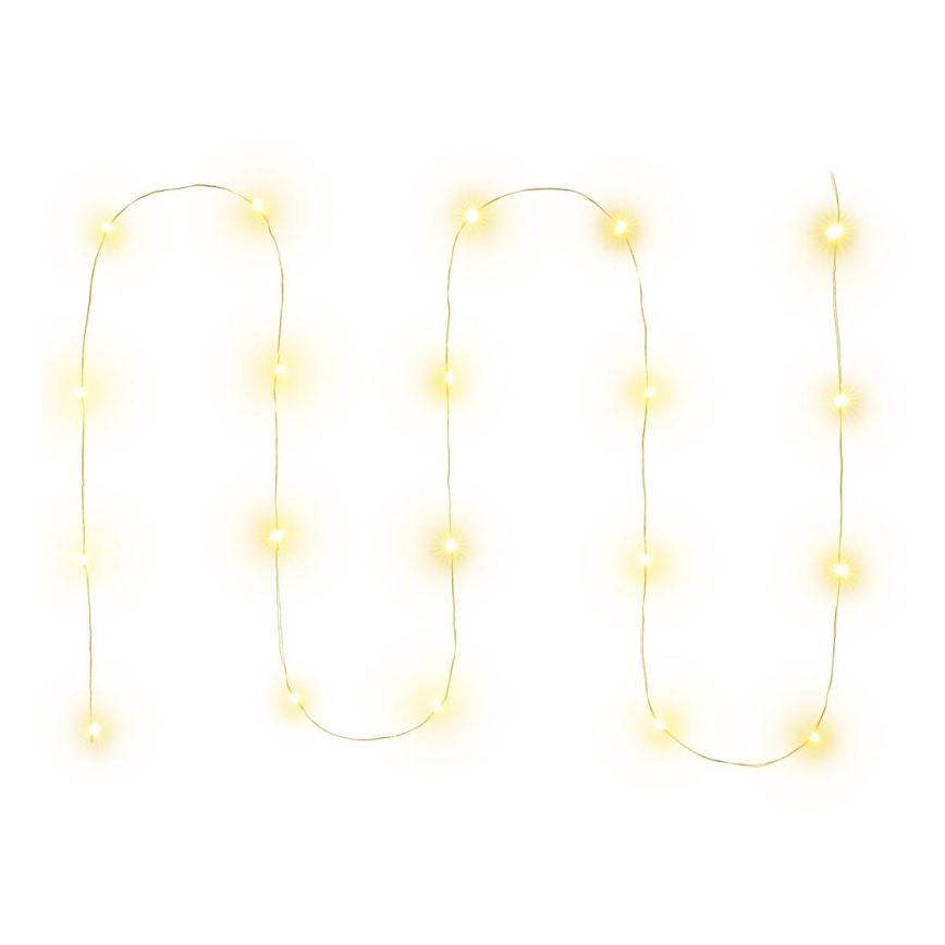 LED julkedja  20xLED/2xAA 2,3m varm vit