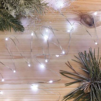 LED julkedja 20xLED/2xAA 2,4m kall vit