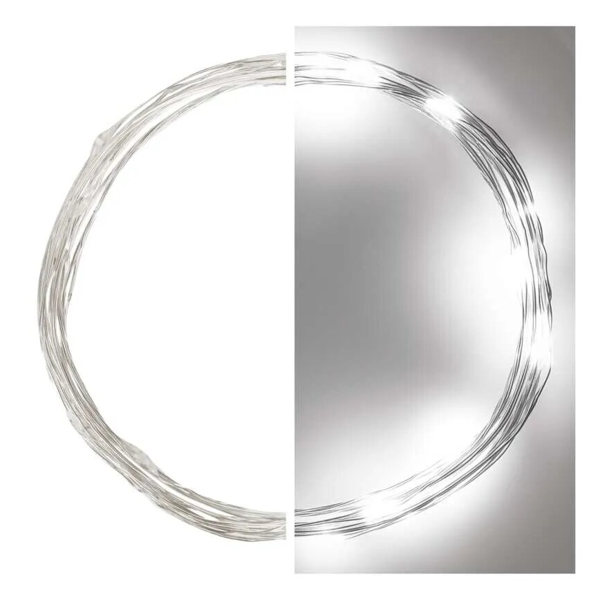 LED julkedja 20xLED/2xAA 2,4m kall vit