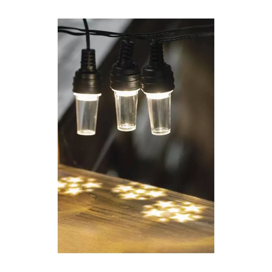 LED julkedja för utomhusbruk 10xLED/9,5 m IP44 kall vit