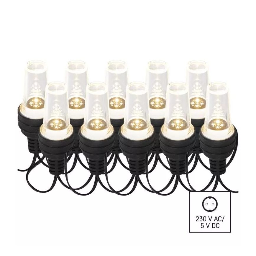 LED julkedja för utomhusbruk 10xLED/9,5 m IP44 kall vit