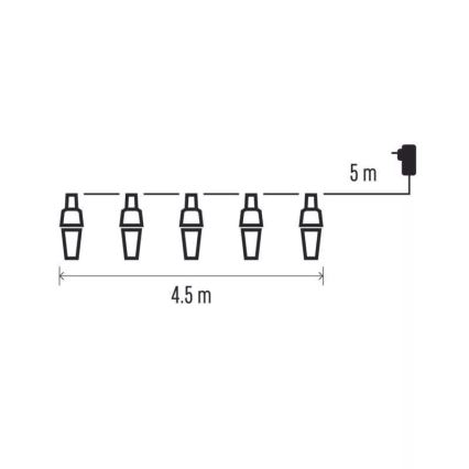 LED julkedja för utomhusbruk 10xLED/9,5 m IP44 kall vit
