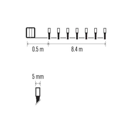 LED julkedja för utomhusbruk 120xLED/3xAA 8,9m IP44 varm vit