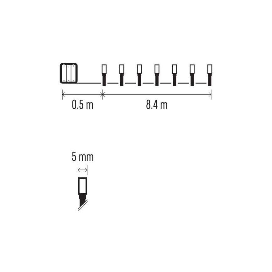 LED julkedja för utomhusbruk 120xLED/3xAA 8,9m IP44 varm vit