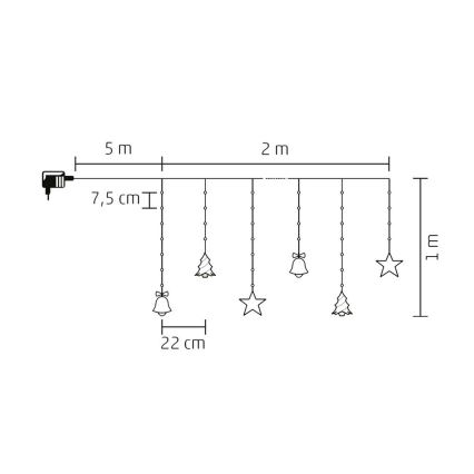 LED julkedja för utomhusbruk 186xLED 7m IP44 kall vit