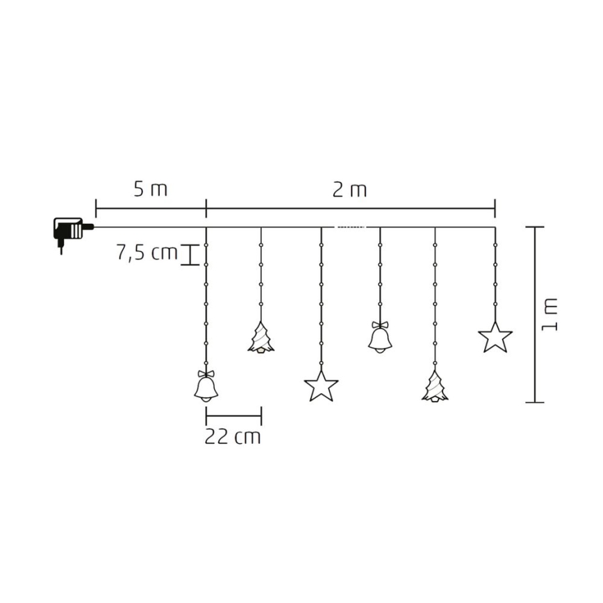 LED julkedja för utomhusbruk 186xLED 7m IP44 kall vit