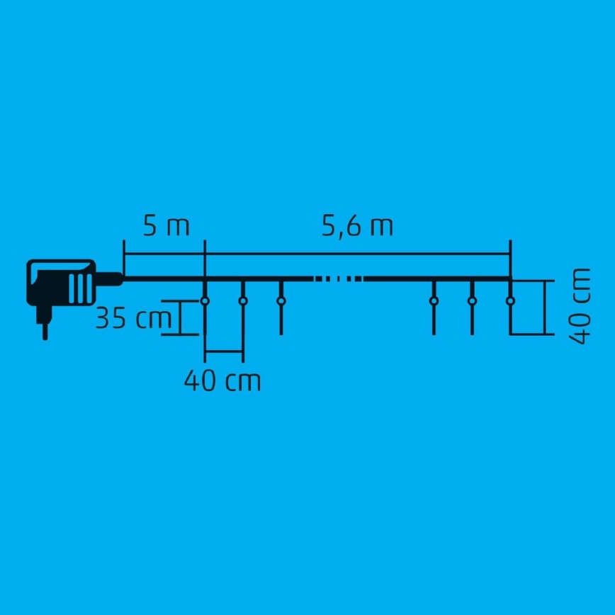 LED julkedja för utomhusbruk 360xLED 10,6m IP44 kall vit