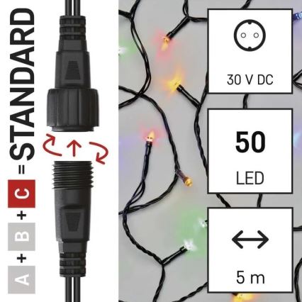 LED julkedja för utomhusbruk 50xLED/5m IP44 Flerfärgad