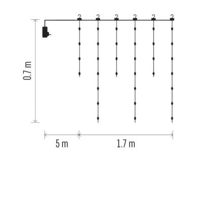 LED julkedja för utomhusbruk 54xLED/8 funktioner 6,7x0,7m IP44 varm vit